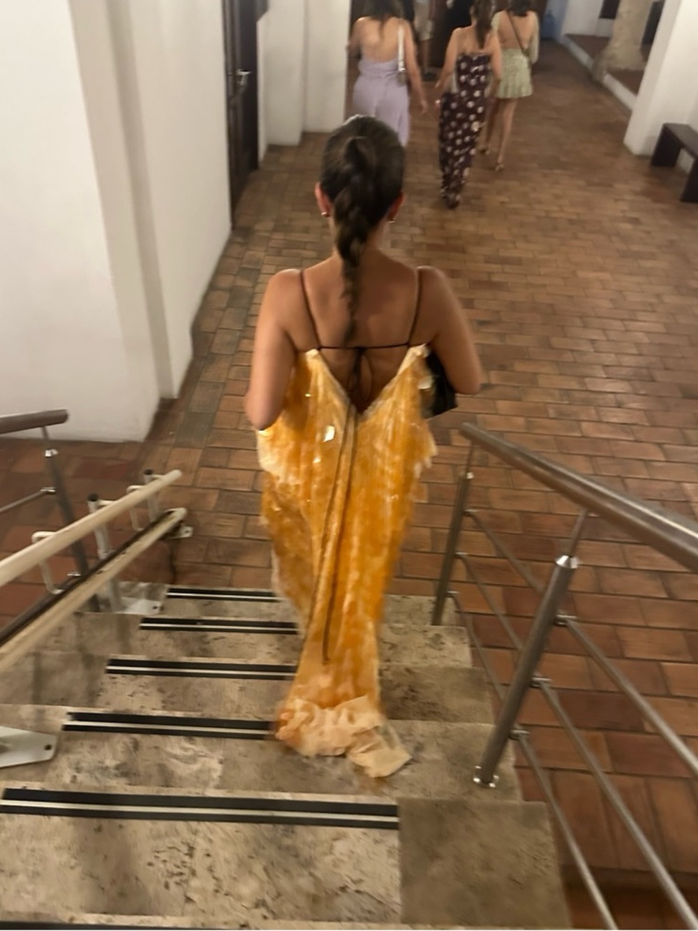 ARRANGE embellished shard sequin layered cami maxi dress in peach - Picture 2 of 8